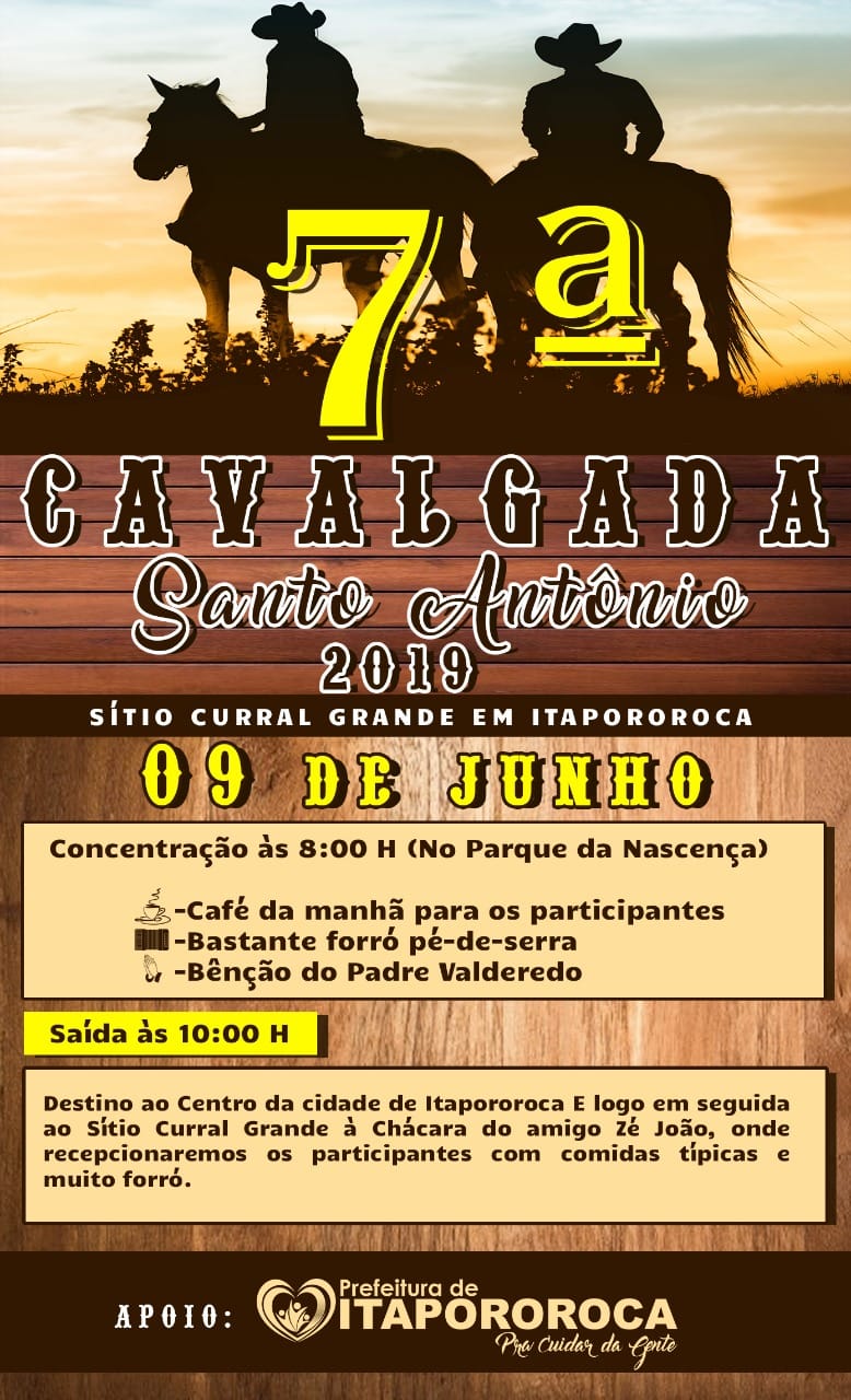 Prefeitura de Itapororoca e amigos promovem a VII Cavalgada de Santo Antônio!